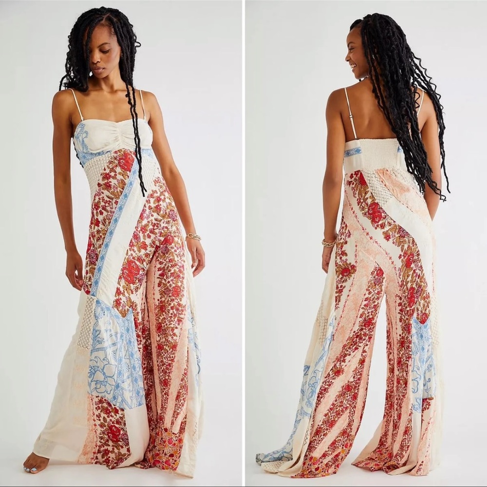 NWOT Free People Gianna Patchwork Jumpsuit
